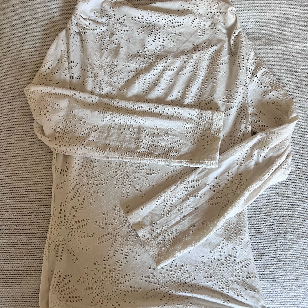 Cream Eyelet Long Sleeve Women's Top